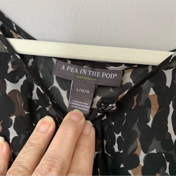 A Pea In The Pod Maternity black sheer leopard blouse with long sleeves. Size L - Picture 3 of 9
